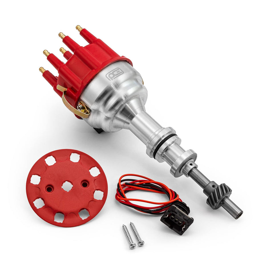 Speedmaster PCE376.1225.01 Fits Ford 351W Windsor 8020 Series Pro Billet Ready to Run Distributor [Red]