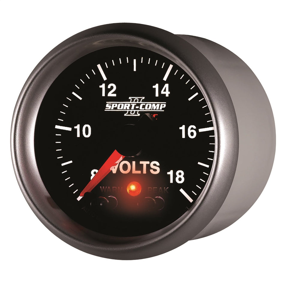 Auto Meter 3683 Sport-Comp II 2-1/16 8-18V Full Sweep Electric Voltmeter Gauge