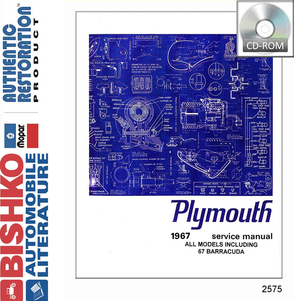 bishko automotive literature 1967 Plymouth Barracuda Belvedere VIP Shop Service Repair Manual CD Engine