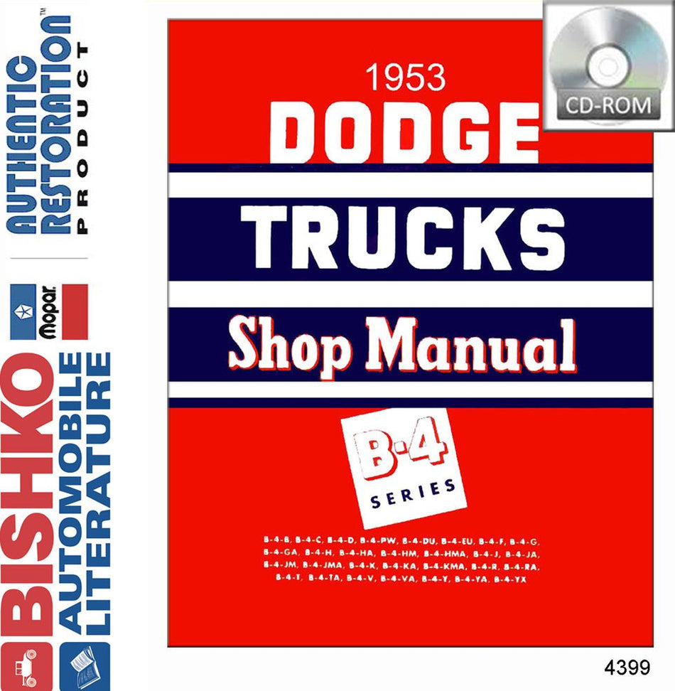 bishko automotive literature 1953 Dodge Pickup Truck Shop Service Repair Manual CD Engine Electrical