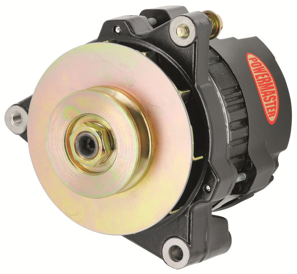 Powermaster 8472 Black Alternator (CS121 "5X5" 100A 12V 1V Pulley Side Bat Post Fan & Baffle 1 Wire)