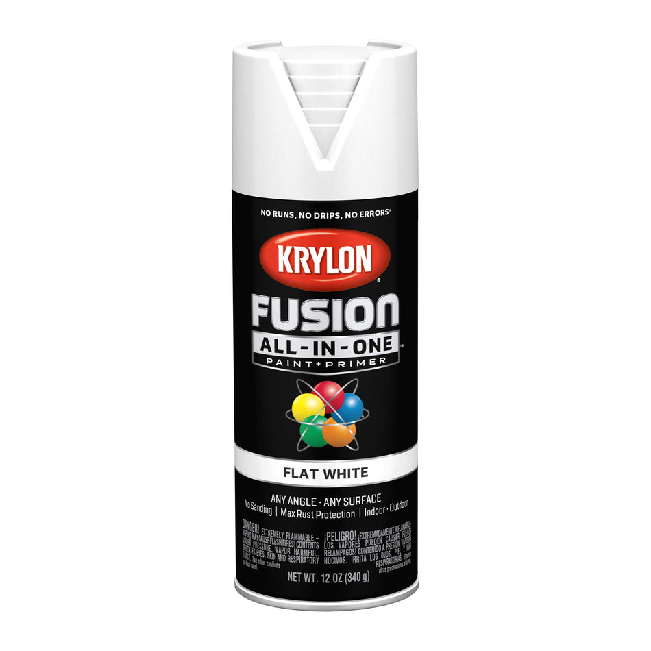 Krylon Fusion All-In-One Adhesive Spray Paint for Indoor/Outdoor Use, 12 oz, White