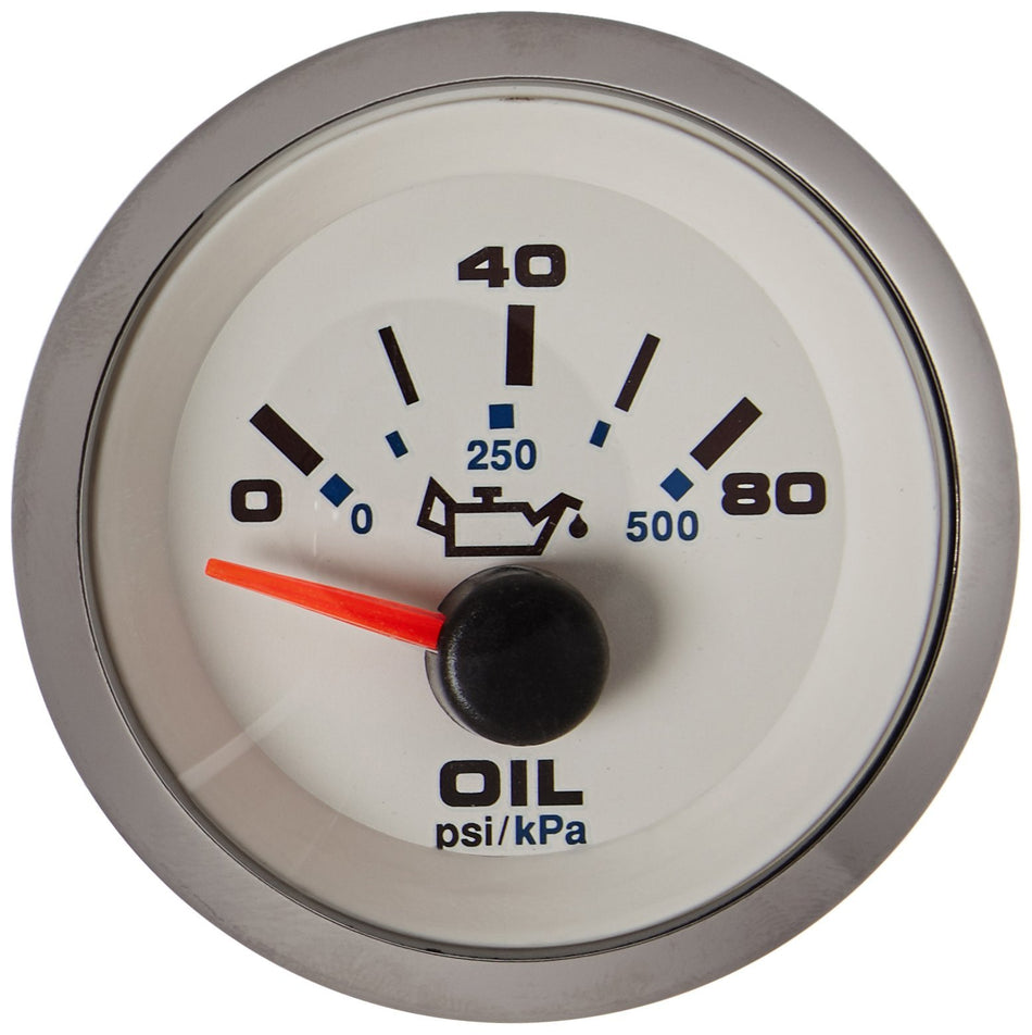 Sierra International 62542P White Premier Pro Scratch Resistant Electric Oil Pressure Gauge, 2