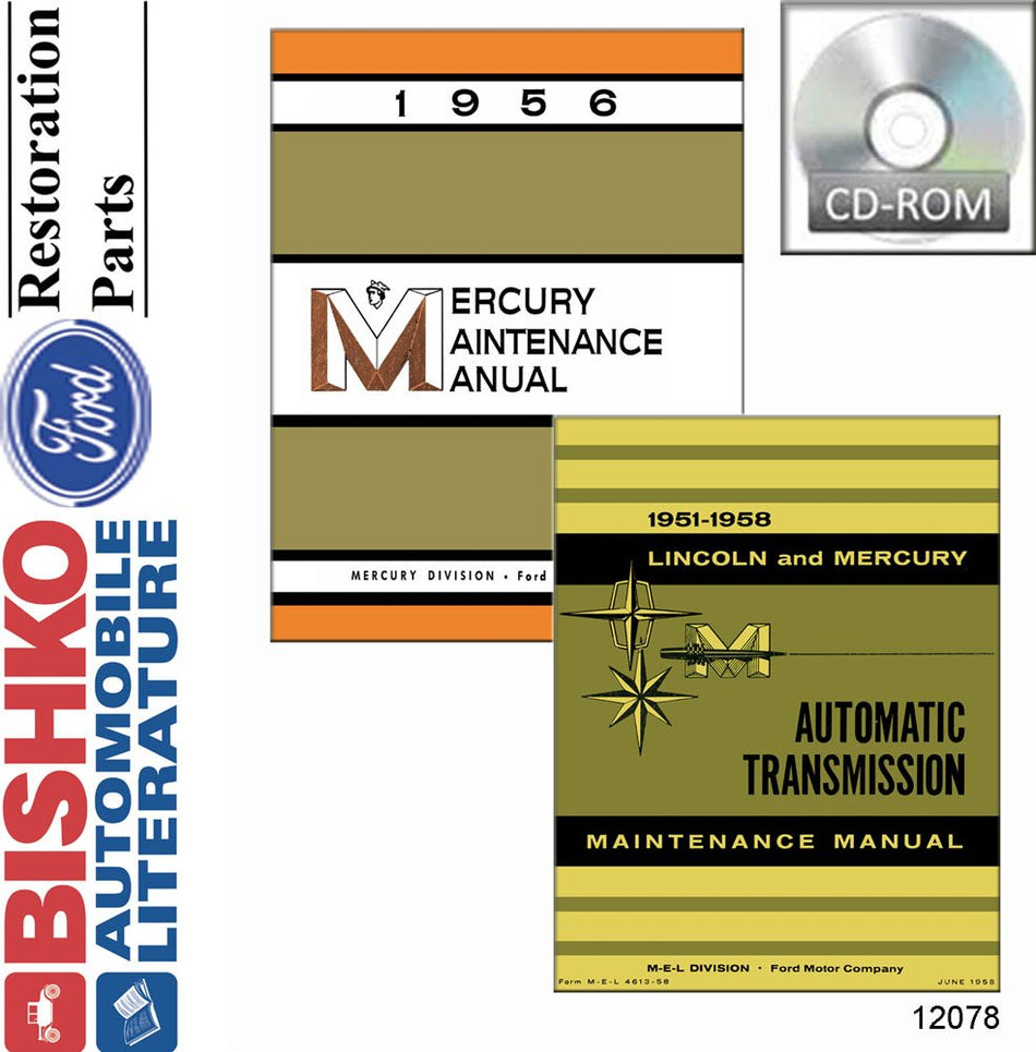Bishko Automotive Literature Shop Service Repair Manual Cd W 51 58 Auto Trans Manual Oem For The 1956 Ford Mercury