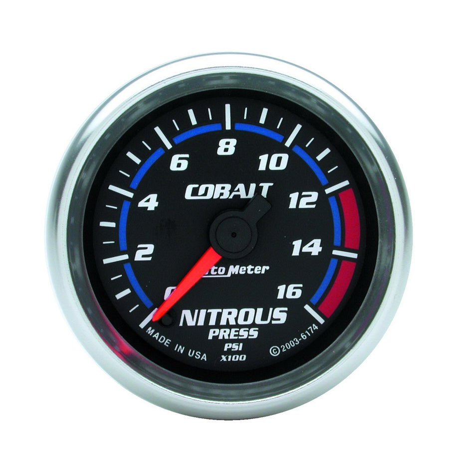 Auto Meter 6174 Cobalt 2-1/16 0-1600 PSI Full Sweep Electric Nitrous Pressure Gauge