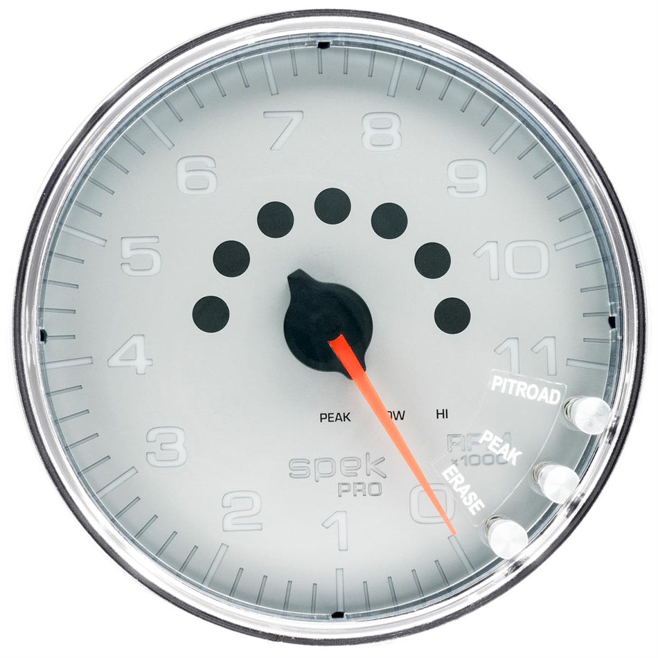 AutoMeter P23921 Gauge, Tachometer, 5, 11K RPM, W/Shift Light & Peak Mem, Silver/Chrome, Spek