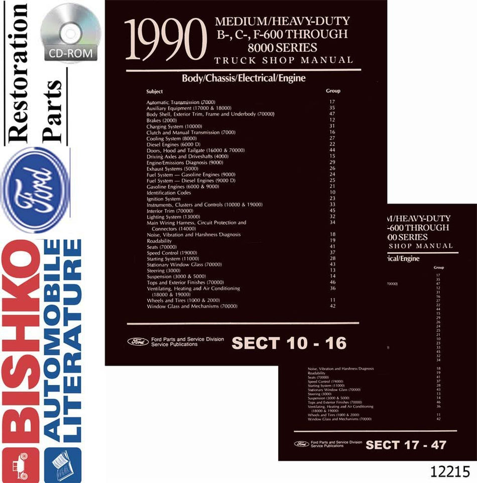 bishko automotive literature Shop Service Repair Manual CD Engine Drivetrain for The 1990 Ford Med Duty Heavy Duty