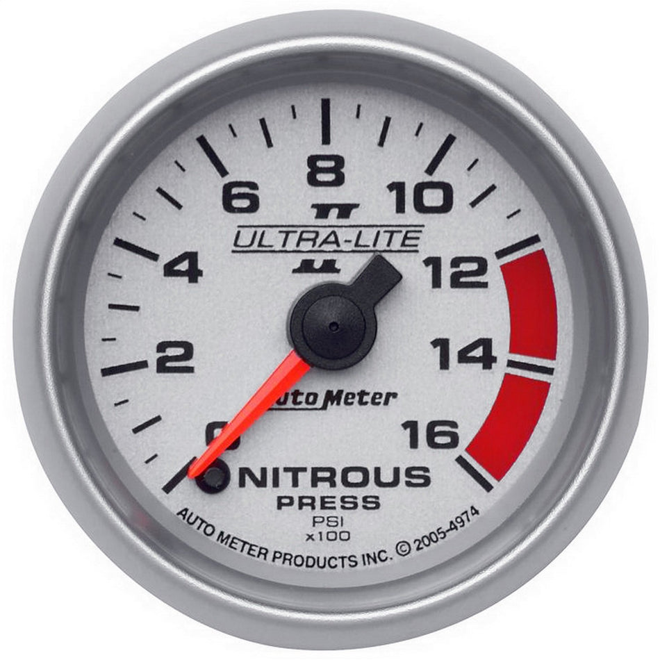 Auto Meter 4974 Ultra-Lite II Full Sweep Electric Nitrous Pressure Gauge,2.3125 in.