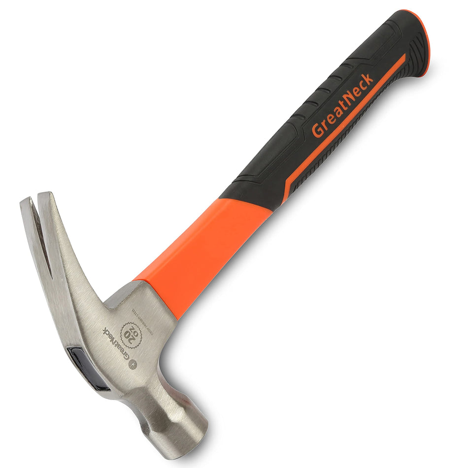 Great Neck HG20S 20 oz. Fiberglass Handle Straight Claw Hammer | Durable Home Improvement Tool | Drop Forged Steel Head | Smooth-Face Hammer Won���������t Leave Marks | Powerful & Precise