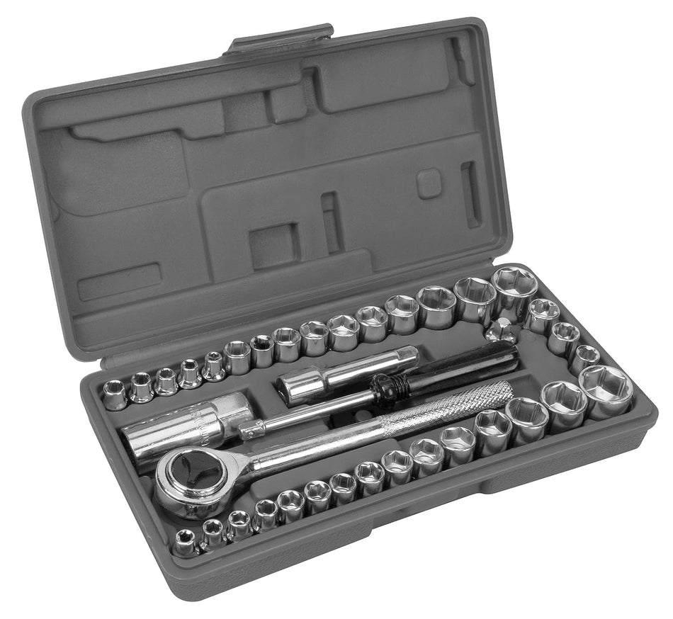 Performance Tool W1173 SAE/Metric 40-Piece SAE and Metric Socket Set, 1/4-Inch & 3/8-Inch Drive