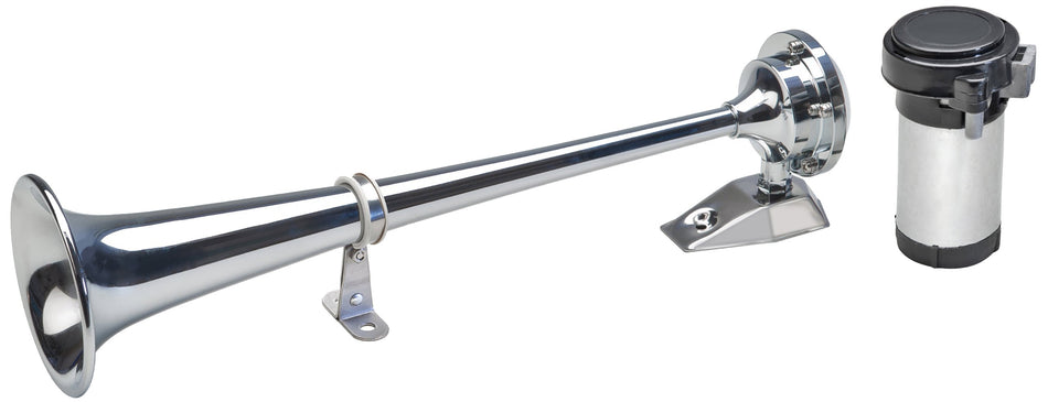 Wolo (140) Sea Alert Chrome Plated Trumpet Horn - 12 Volt, Low Tone