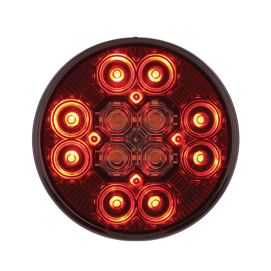 United Pacific 36607 4 Inch Round Combo Light with 12 LED Stop Turn Tail Light and 16 LED Back-Up Light - Red Lens