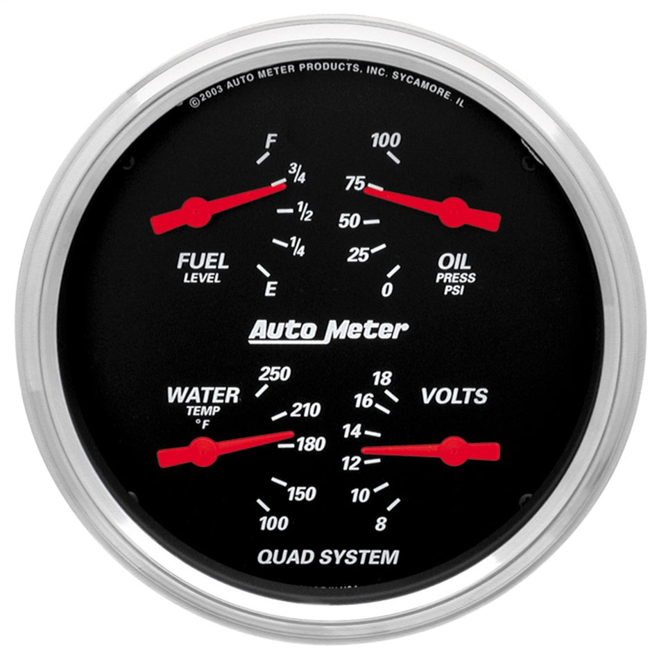 AUTO METER 1410 Designer Black Quad Gauge,5.000 in.
