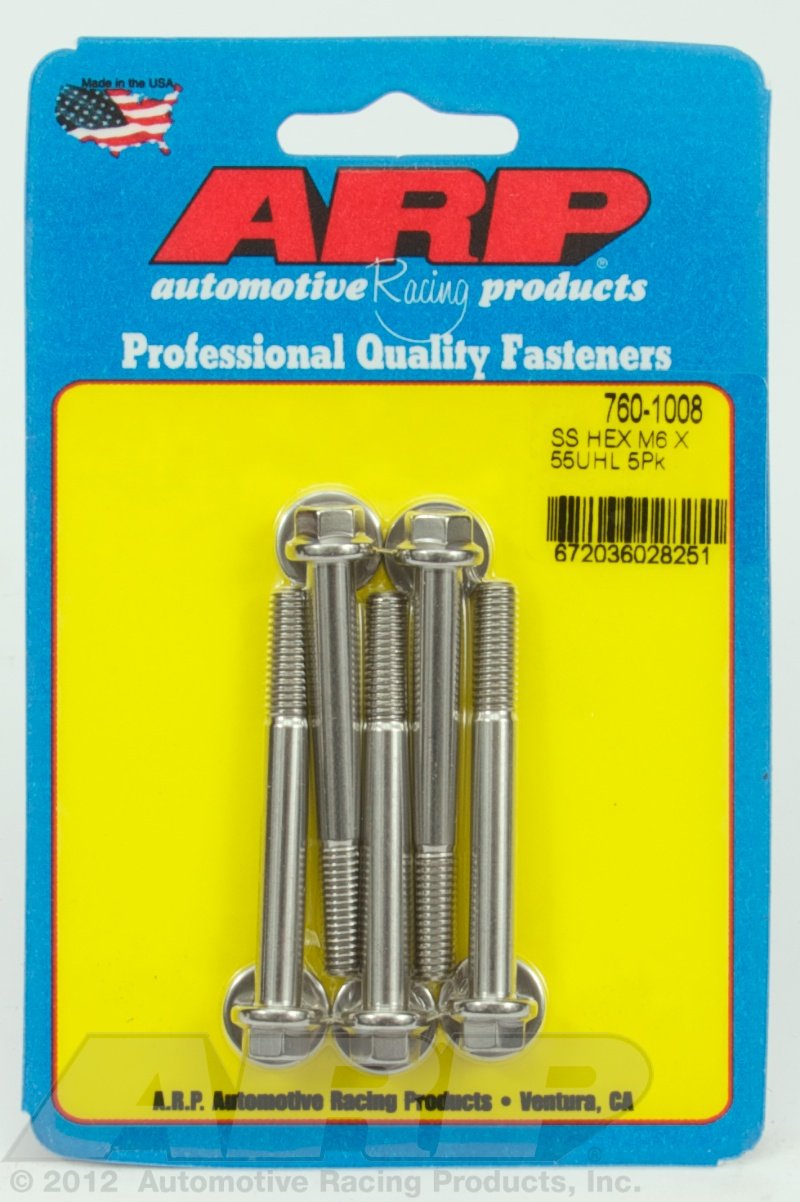 Autoracing Products 760-1008 S/S Bolt Kit - 6pt. (5) 6mm x 1.00 x 55mm
