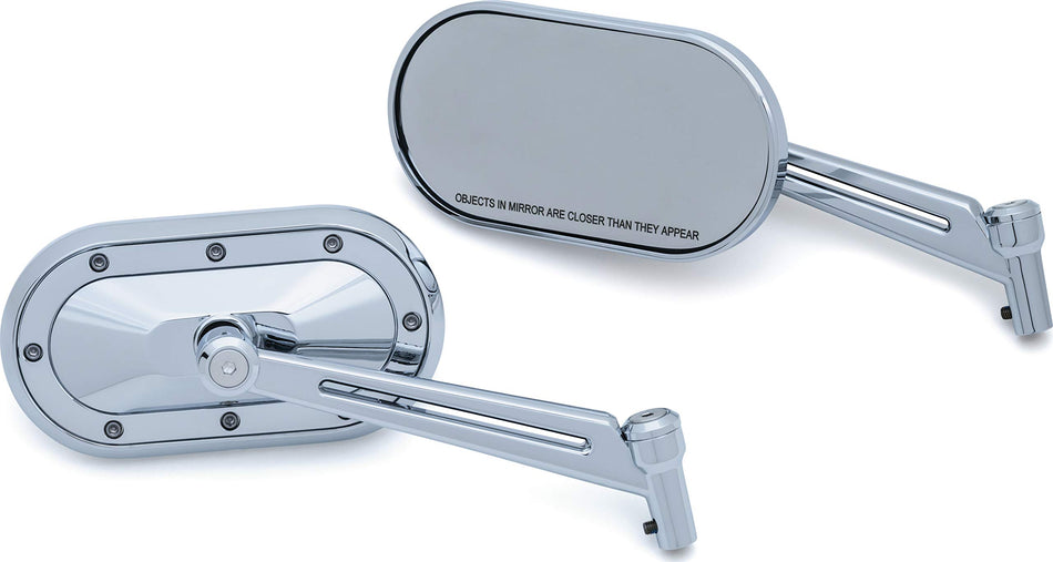Kuryakyn 1766 Motorcycle Handlebar Accessory: Heavy Industry Rear View Side Mirrors, Satin Black with Chrome Accents, 1 Pair