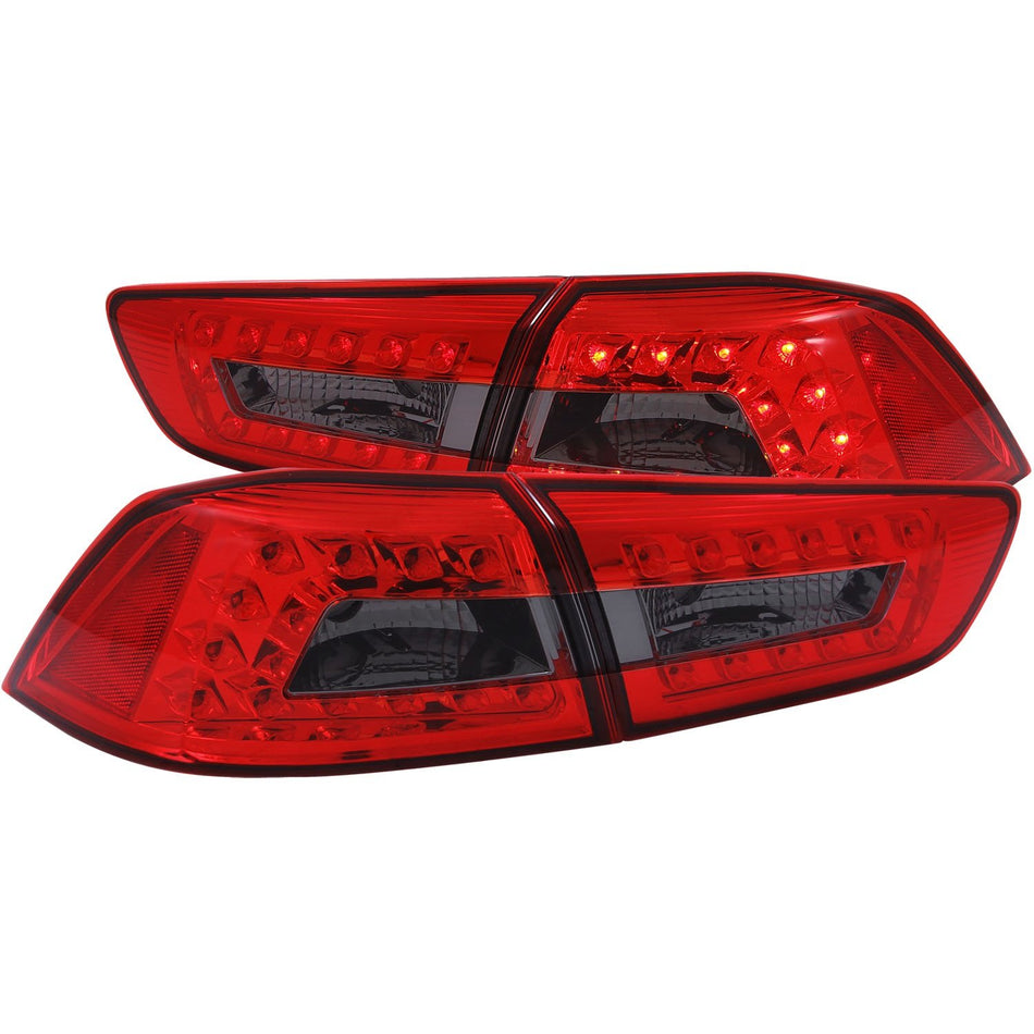 AnzoUSA 321277 Red/Smoke LED Taillight for Mitsubishi Lancer - 4 Piece - (Sold in Pairs)