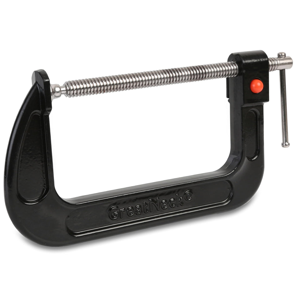 GreatNeck QRCC6 6-Inch Quick Release C-Clamp, Cast Iron Frame, Steel Swivel Screw, Rust Resistant