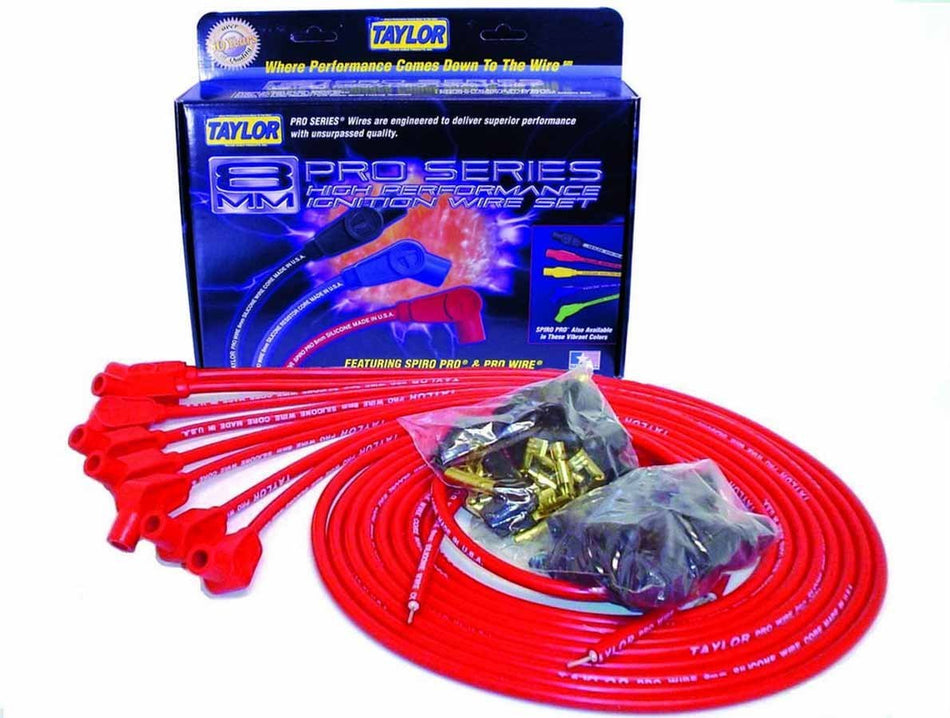 Taylor Cable 70252 8mm Pro Wire Red Spark Plug Wire Set