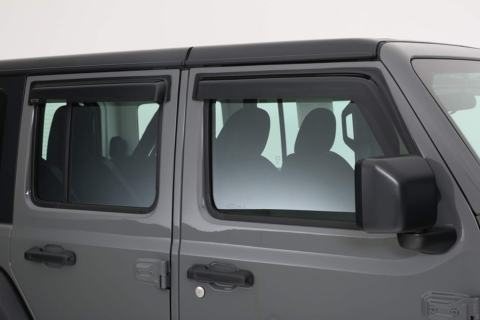 GT Styling 88644S Smoke Front, Rear Window Ventguards Fits 2018-2019 Jeep Wrangler JL/JLU