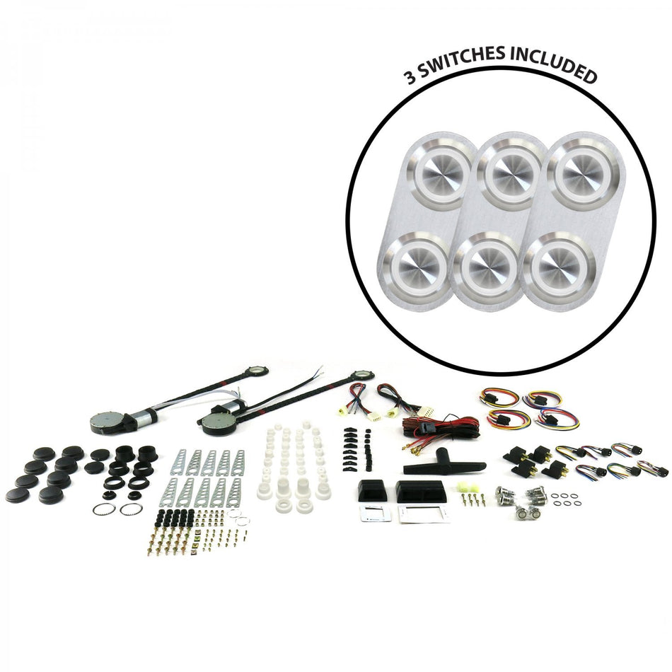 AutoLoc Power Accessories 18499 2-Door Power Window Kit (with 3 Daytona Billet Switches - White Illumination)