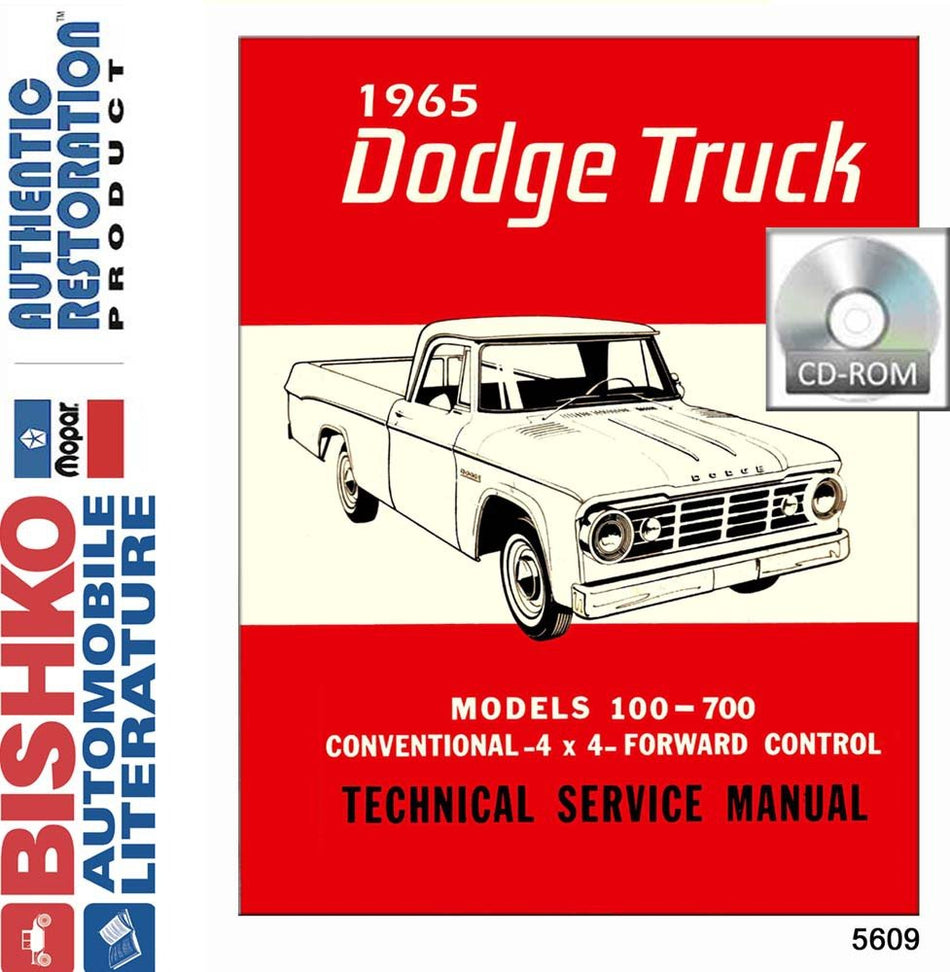bishko automotive literature 1965 Dodge Pickup Truck Shop Service Repair Manual CD Engine Drivetrain Wiring