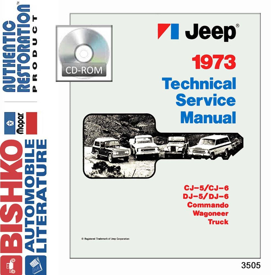 bishko automotive literature 1973 Jeep Cj Wrangler Scrambler Shop Service Repair Manual CD Engine Electrical