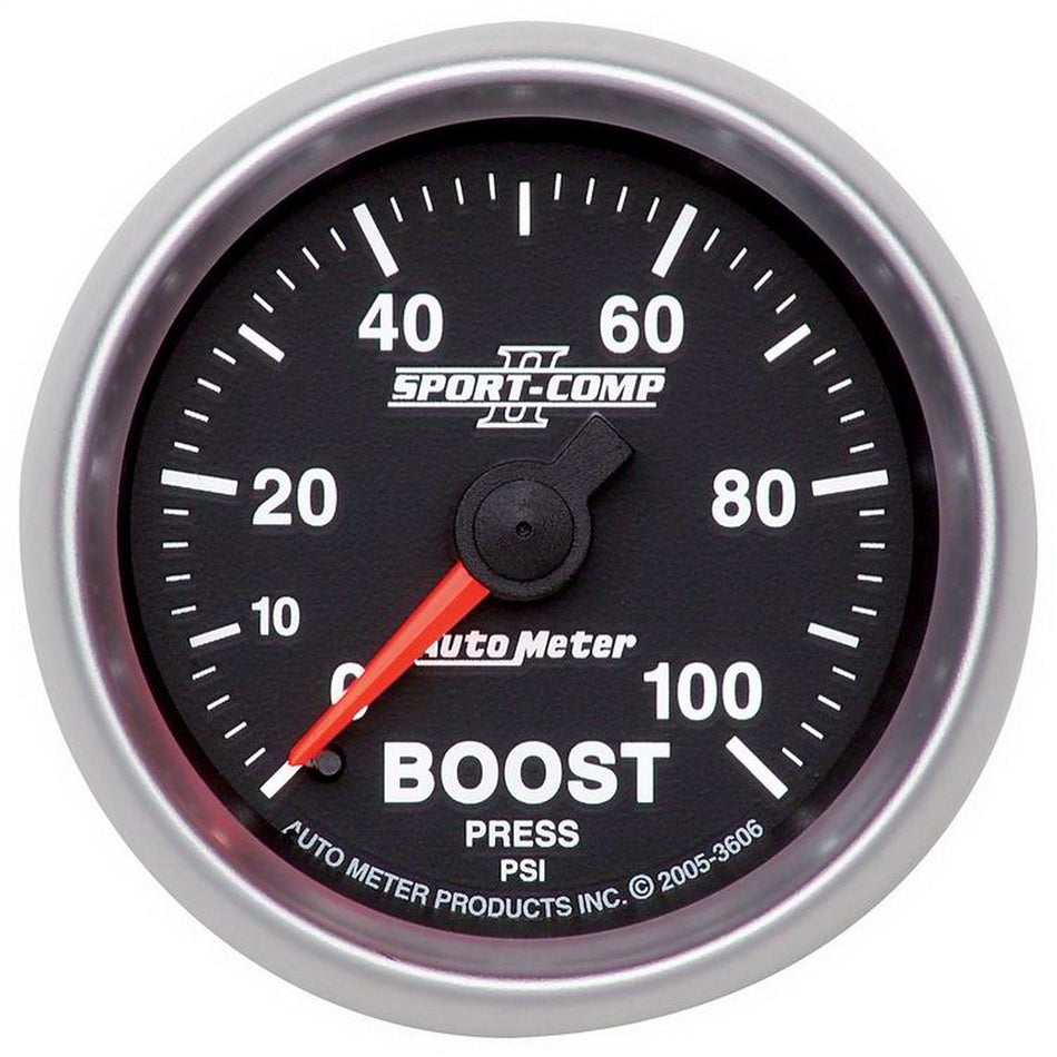 Auto Meter 3606 Sport-Comp II 2-1/16 0-100 PSI Mechanical Boost Gauge