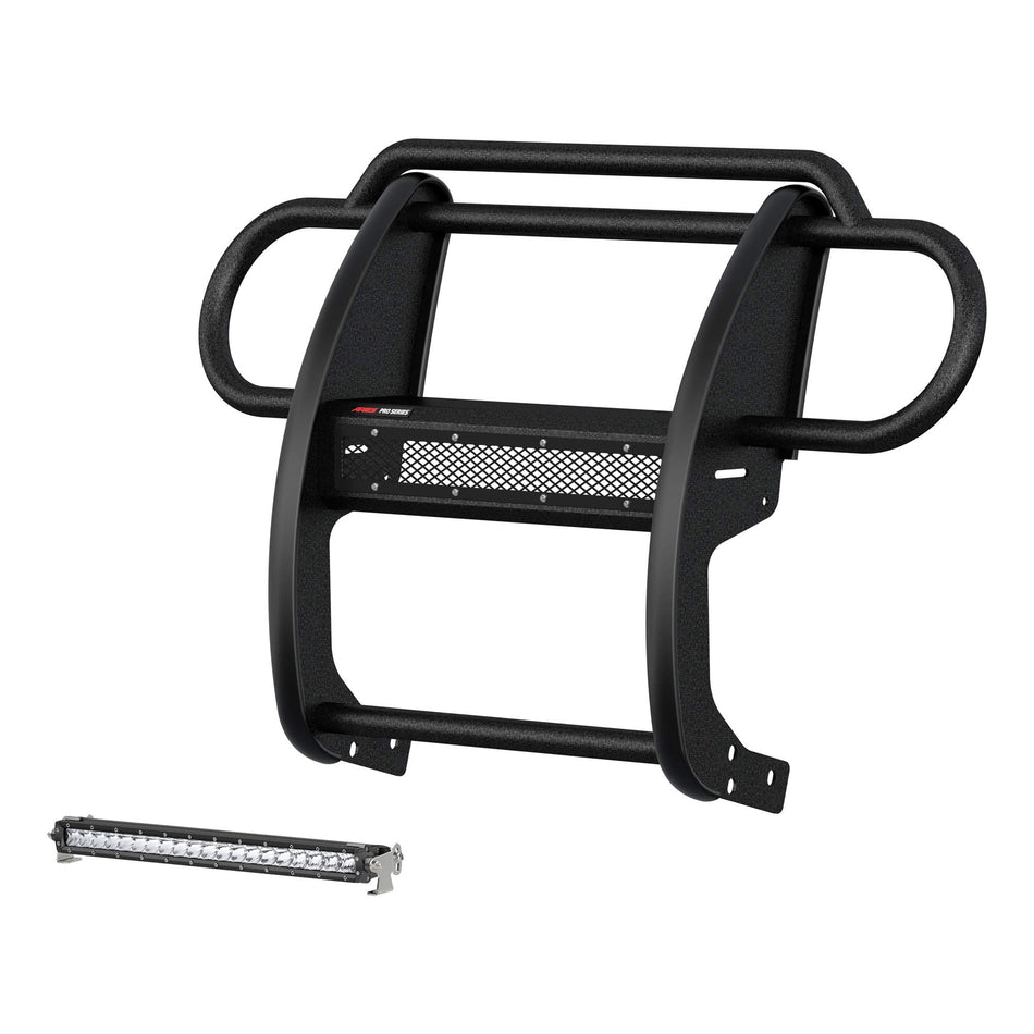 ARIES 2170032 Pro Series Black Steel Grille Guard with Light Bar, Select Jeep Wrangler JL, Gladiator