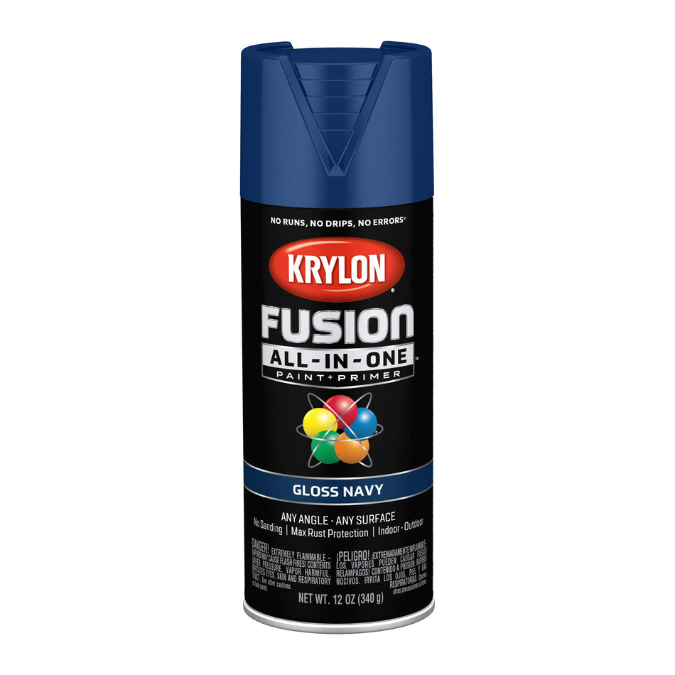12 oz Krylon K02714007 Navy Fusion All-In-One Paint & Primer Spray Paint, Gloss