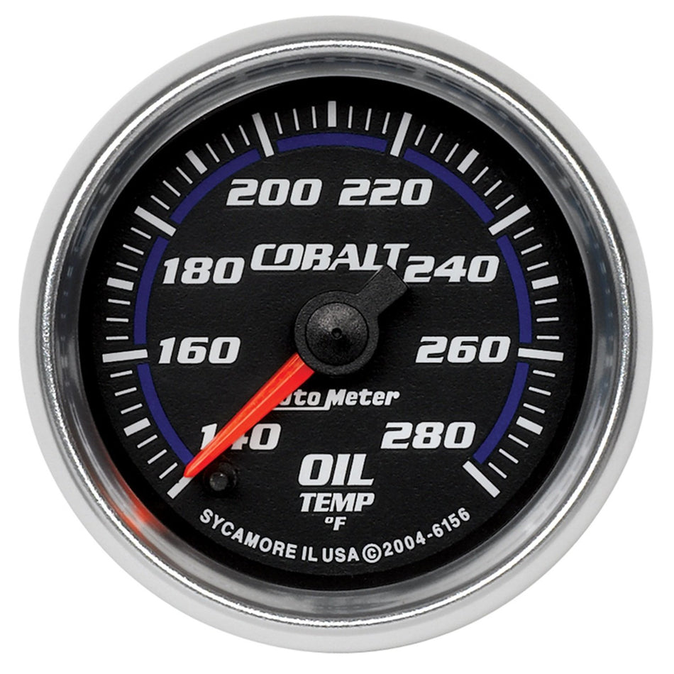 Auto Meter 6156 Cobalt 2-1/16 140-280 F Full Sweep Electric Oil Temperature Gauge