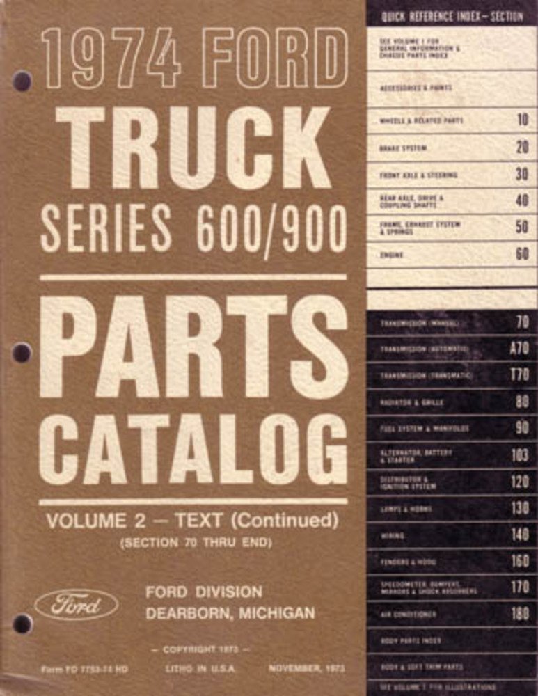 bishko automotive literature 1974 Ford Truck 600-900 Part Numbers Book List Catalog Manual Interchange