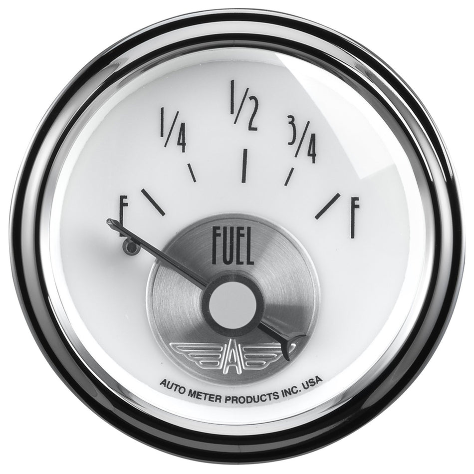 Auto Meter 2015 Prestige Pearl 2-1/16 Fuel Level Gauge (0 Ohm E-90 Ohm F, 52.4mm)