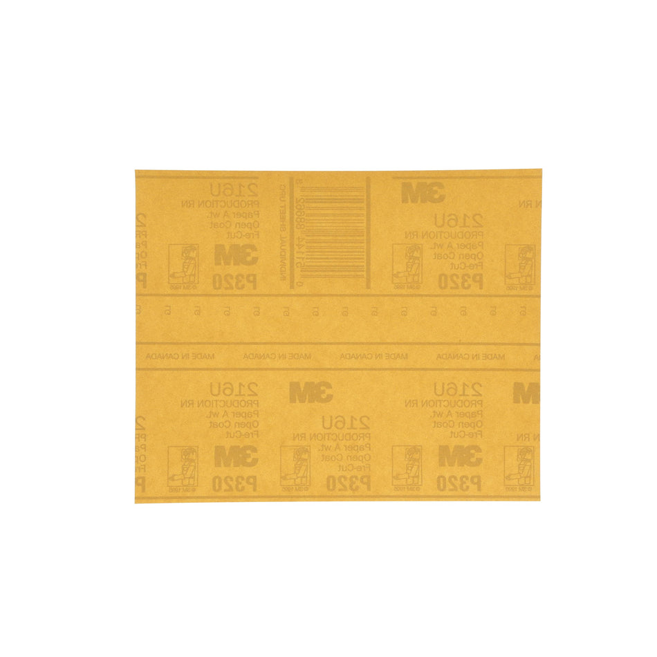 3M Gold Abrasive Sheet, 02541, P320 grade, 9 in x 11 in, Gold, 50 sheets per pack
