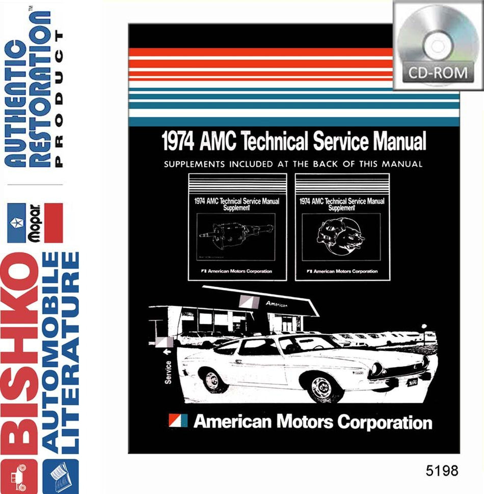 bishko automotive literature 1974 AMC Gremlin Hornet Matador Shop Service Repair Manual CD Engine Electrical