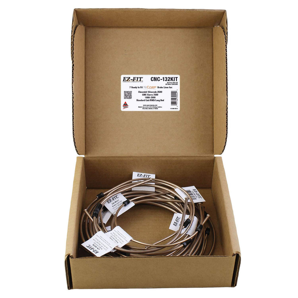 AGS EZ-Fit NiCopp Complete Brake Line Kit, Silverado 2500 Sierra 2500 1999-2000 Std/RWD/Long, CNC-132KIT