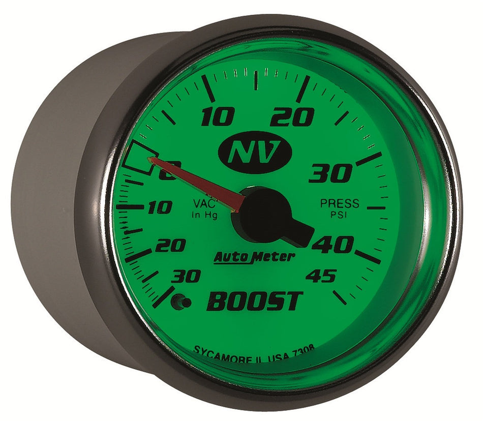 Auto Meter 7308 NV 2-1/16 30 in. Hg/45 PSI Mechanical Vacuum/Boost Gauge