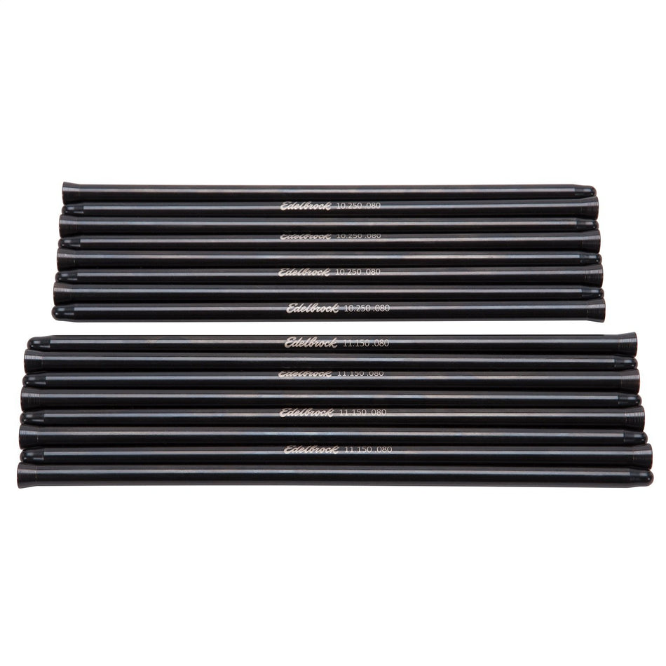 Edelbrock 9618 Pushrod Set 3/8 in. O.D. Length 10.250 in. Intake/11.150 in. Exhaust For Hydraulic Roller Lifters
