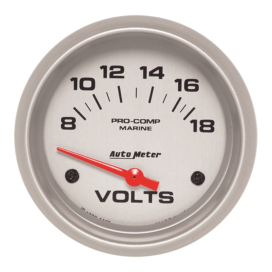 Auto Meter 200757-33 Ultra-Lite Gauge, Voltmeter, 2 5/8, 18V, Electric, Marine Silver