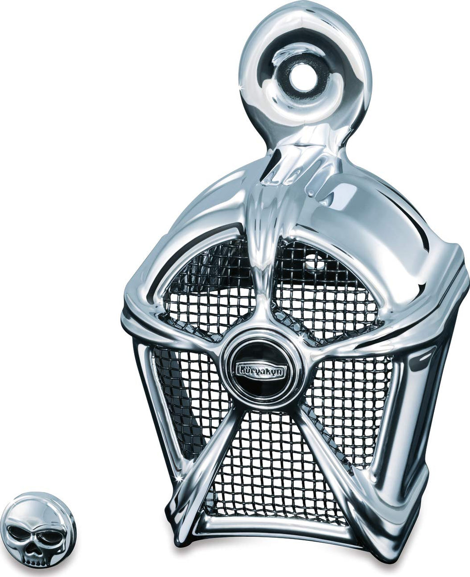 Kuryakyn 7296 Motorcycle Accessory: Mach 2 Horn Cover for 1995-2019 Harley-Davidson Motorcycles, Chrome with Black Mesh
