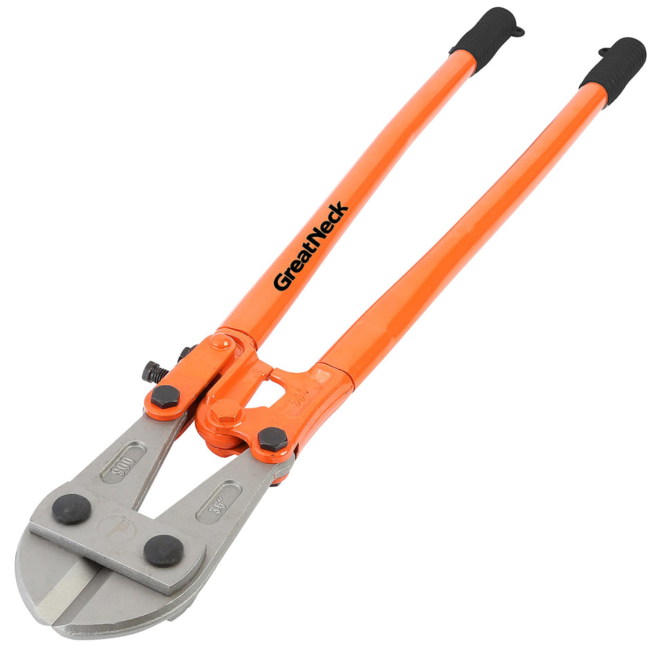 GreatNeck BC36 36-Inch Bolt Cutters, Cuts Bolt, Nails, Locks, Rivets, Chains, & Wire, 1/2-Inch Jaw Capacity, Forged S2 Steel Construction for Durability & Powerful Cutting Edge, Orange
