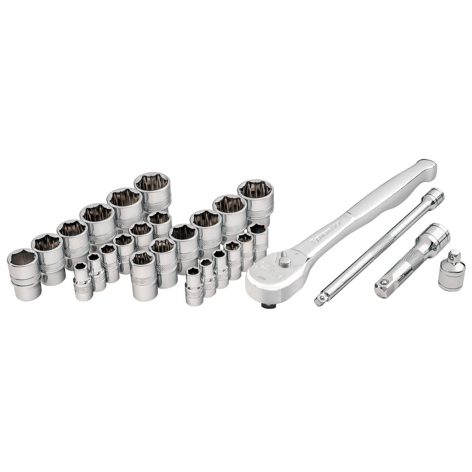 Powerbuilt - 28 Pc. 1/4 & 3/8 Drive Zeon Socket Set, Tool Sets, Mechanics, (941763)