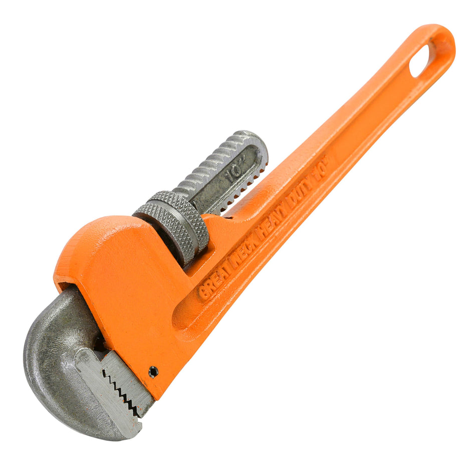 GreatNeck PW10 Pipe Wrench | Quality Home & Automotive Tool | Well Balanced Wrench | Steel Construction | Adjustable Jaws | Red, Gray, & Silver