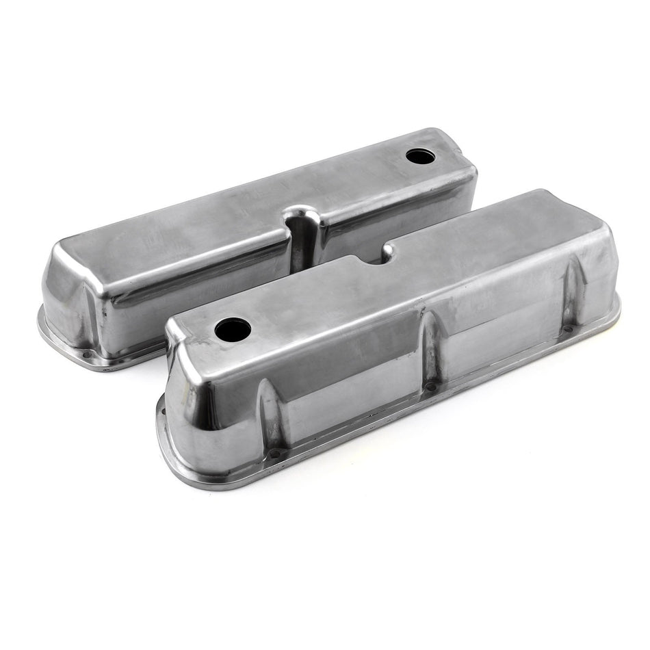 fits Ford SB 289 302 351 Windsor Polished Aluminum Plain Valve Covers - Tall w/Hole