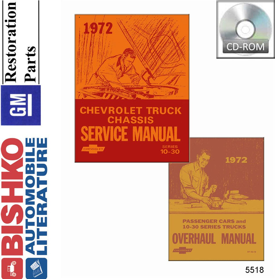 bishko automotive literature 1972 Chevy GMC C/K 10-30 Truck Shop Service Repair Manual CD Engine Wiring OEM