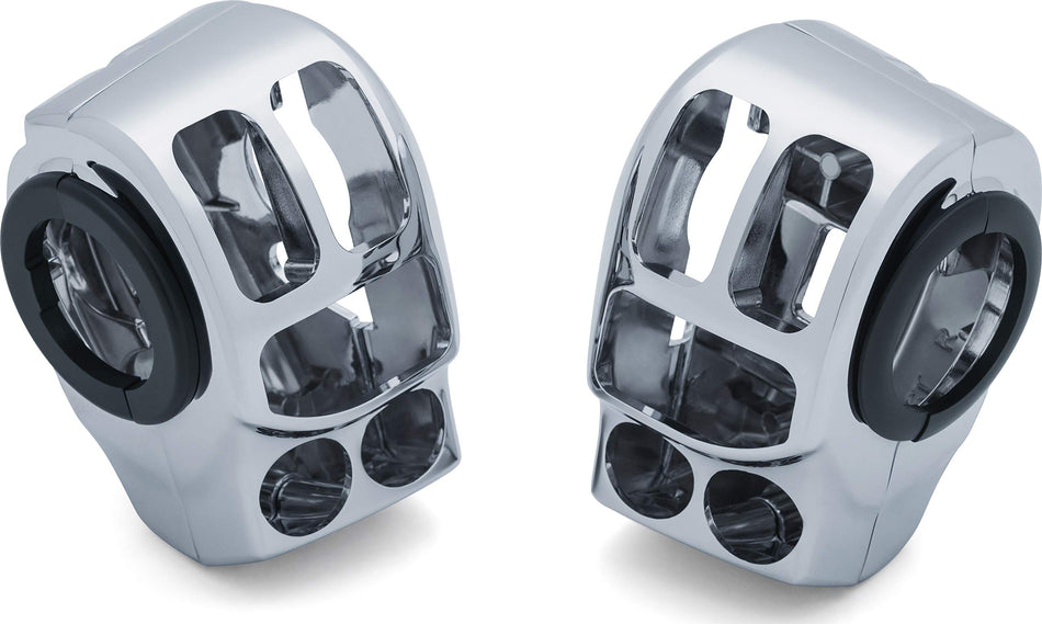 Kuryakyn 1748 Motorcycle Handlebar Accessory: Hand Control Switch Housings for 2008-19 Harley-Davidson Motorcycles, Chrome, 1 Pair, black