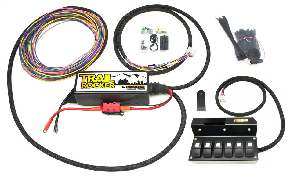 Painless Performance 57004 Trail Rocker System for 2009-2018 Jeep Wrangler JK, Overhead 6-Switch Box (Auto Dimming Mirror Only)