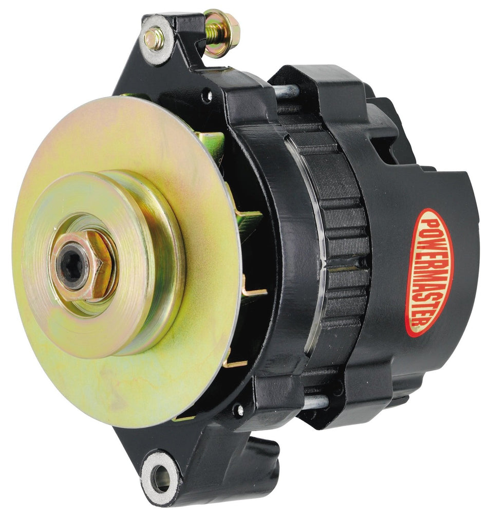 Powermaster 8466 Black Alternator (CS121 "5X5" 100A 16V 1V Pulley Side Bat Post Fan & Baffle 1 Wire)