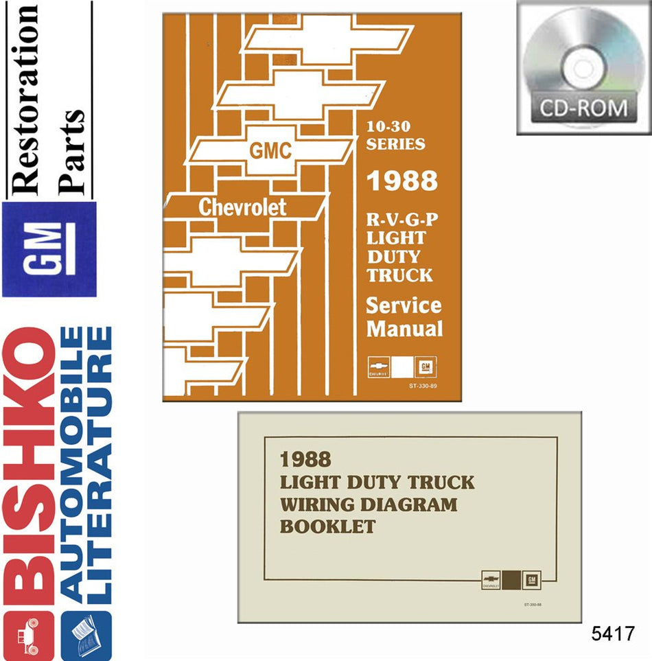 bishko automotive literature 1988 Chevy R V G P Truck Shop Service Repair Manual CD Engine Drivetrain Wiring