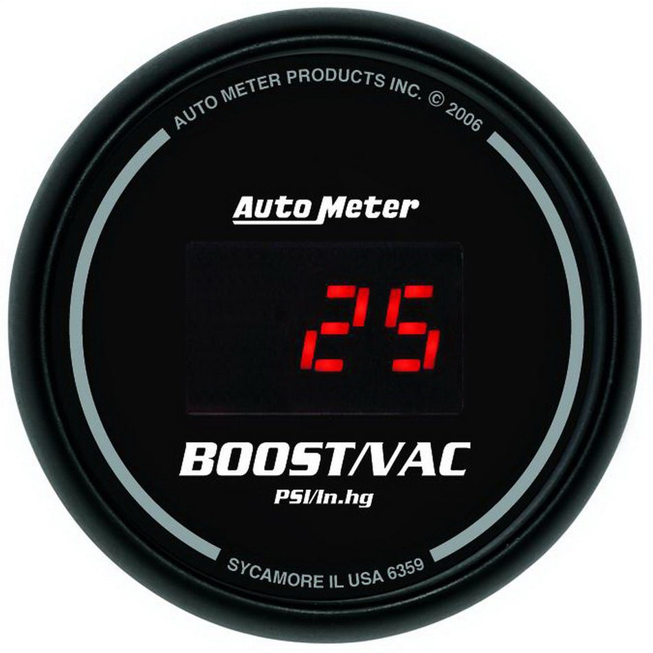 Auto Meter 6359 Sport Comp Digital 2-1/16 30 In Hg.-Vac./30 PSI Digital Vacuum/Boost Gauge