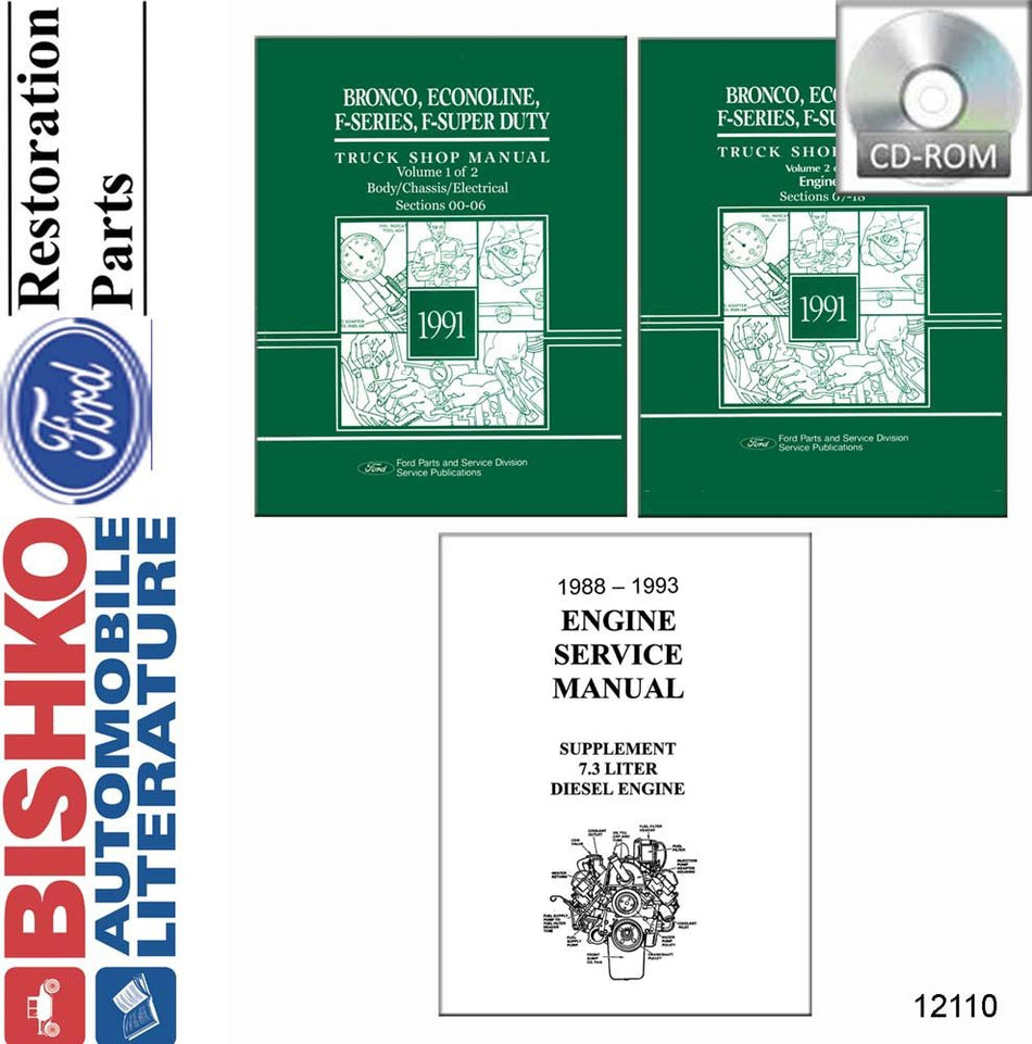 bishko automotive literature - Service Manual CD for The 1991 Ford Bronco Econoline F-Series F100-F350 F-Super Lt Duty